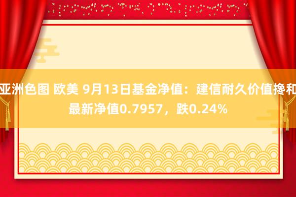 亚洲色图 欧美 9月13日基金净值：建信耐久价值搀和最新净值0.7957，跌0.24%