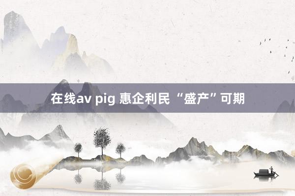 在线av pig 惠企利民 “盛产”可期