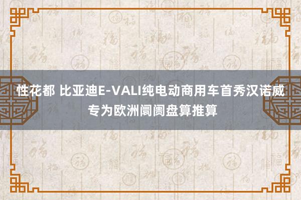 性花都 比亚迪E-VALI纯电动商用车首秀汉诺威 专为欧洲阛阓盘算推算