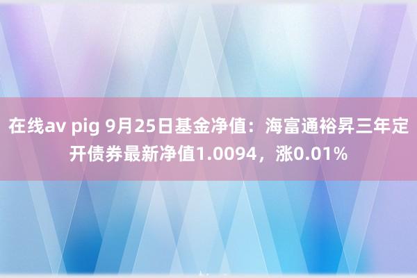 在线av pig 9月25日基金净值：海富通裕昇三年定开债券最新净值1.0094，涨0.01%