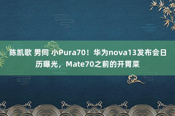 陈凯歌 男同 小Pura70！华为nova13发布会日历曝光，Mate70之前的开胃菜