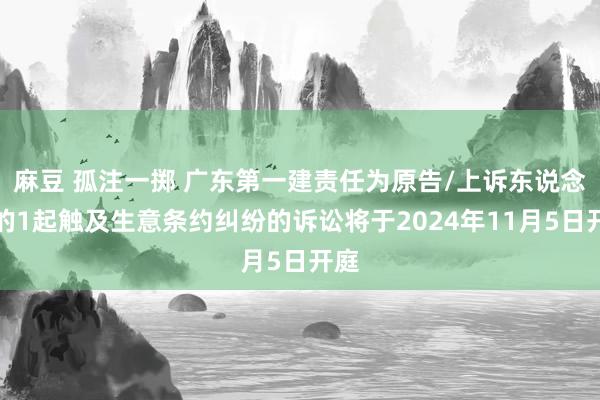 麻豆 孤注一掷 广东第一建责任为原告/上诉东说念主的1起触及生意条约纠纷的诉讼将于2024年11月5日开庭