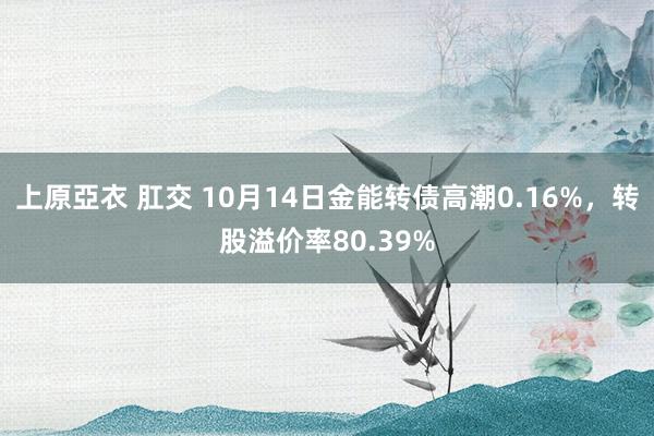 上原亞衣 肛交 10月14日金能转债高潮0.16%，转股溢价率80.39%