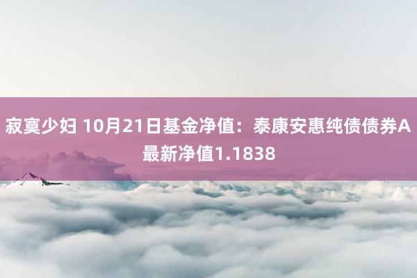 寂寞少妇 10月21日基金净值：泰康安惠纯债债券A最新净值1.1838