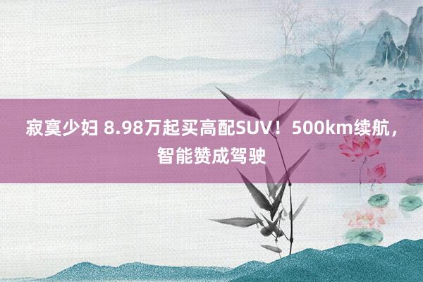 寂寞少妇 8.98万起买高配SUV！500km续航，智能赞成驾驶