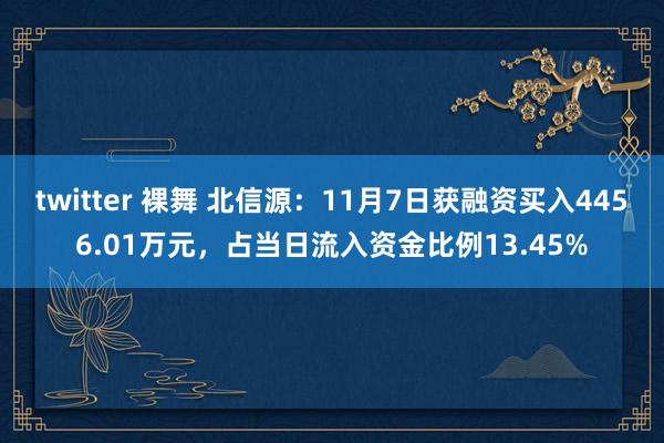 twitter 裸舞 北信源：11月7日获融资买入4456.01万元，占当日流入资金比例13.45%