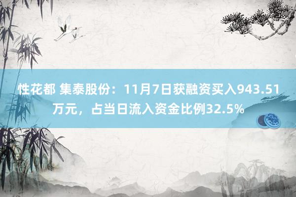 性花都 集泰股份：11月7日获融资买入943.51万元，占当日流入资金比例32.5%