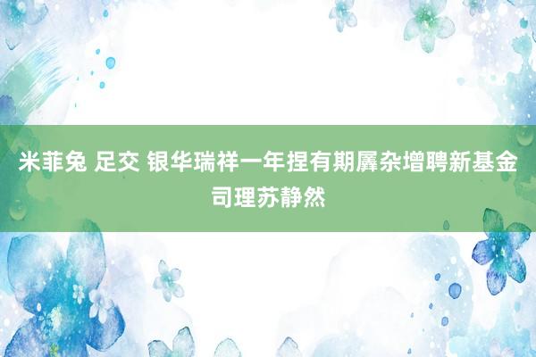 米菲兔 足交 银华瑞祥一年捏有期羼杂增聘新基金司理苏静然