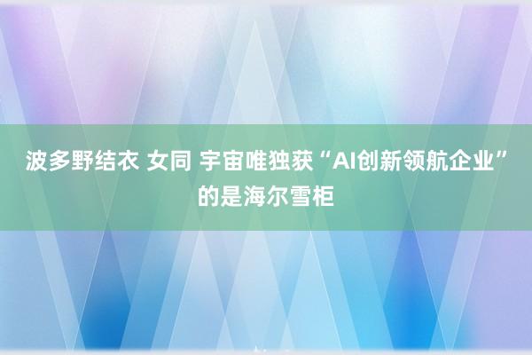 波多野结衣 女同 宇宙唯独获“AI创新领航企业”的是海尔雪柜