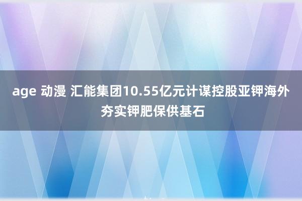 age 动漫 汇能集团10.55亿元计谋控股亚钾海外 夯实钾肥保供基石